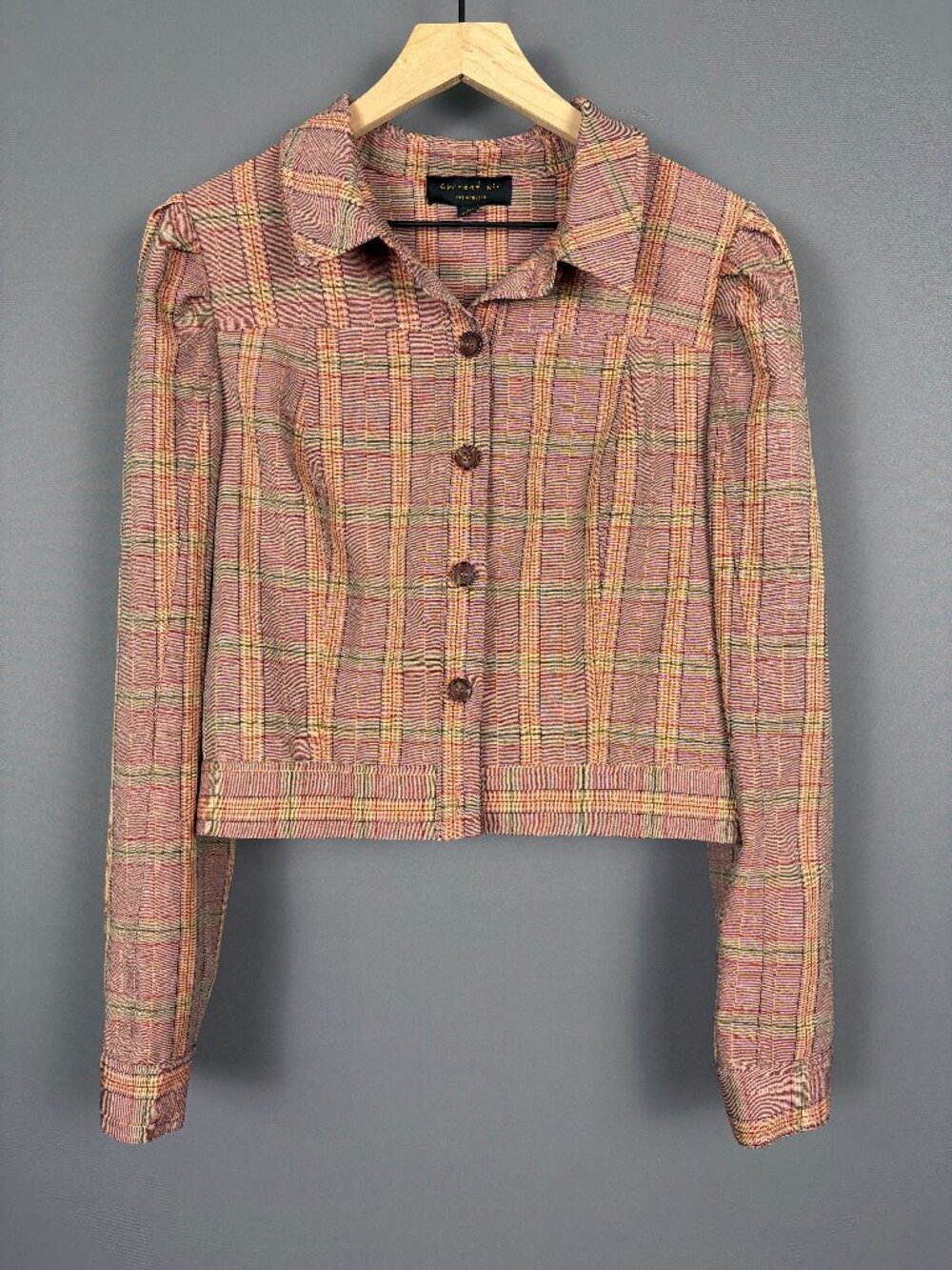 Current Air Anthropologie Plaid Cropped Shacket Jacket Medium